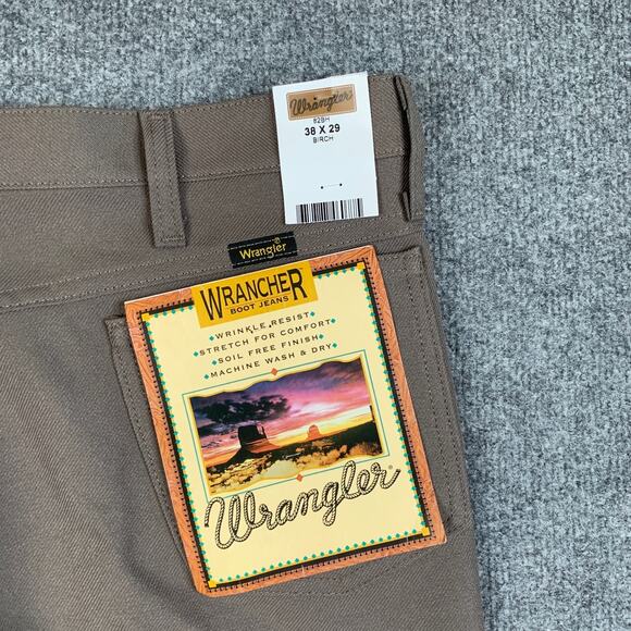 Vintage Wrangler Pants Mens 38 Birch Stretch Wrinkle Resistant Cowboy Boot Jeans - Picture 6 of 9